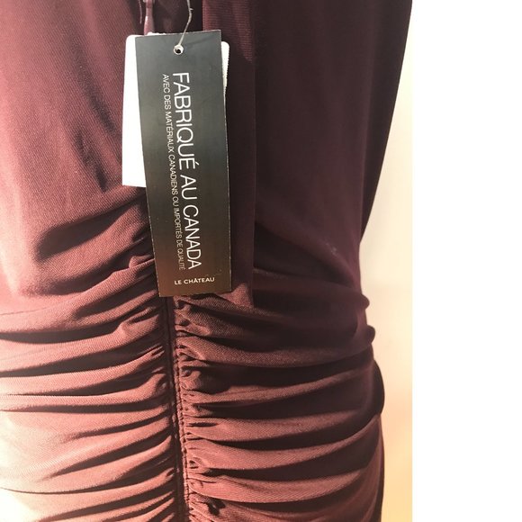 Le Chateau Dark Wine Red Gold Formal Cocktail Drape Halter Neck Bodycon … - Picture 6 of 6